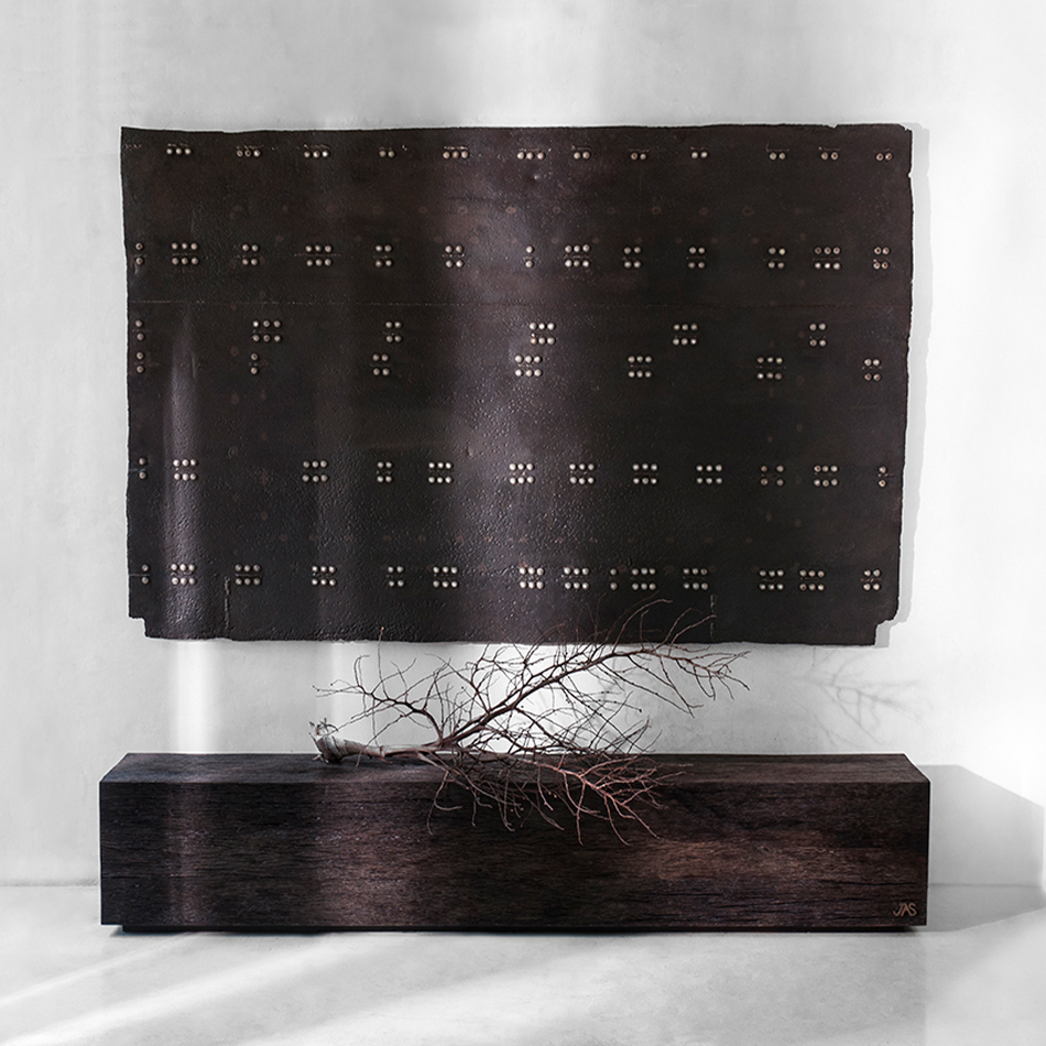 Medium Jerome Abel Seguin M Large Iron Braille Deco Panel