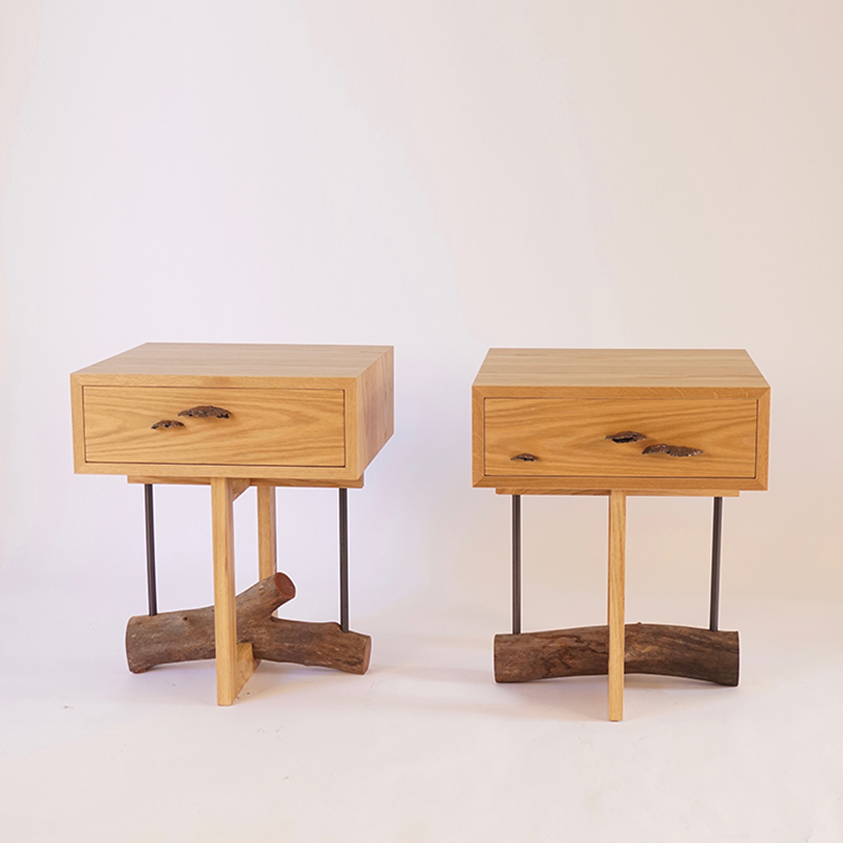 Chris L Elm Branch Bedside Table Natural Detail