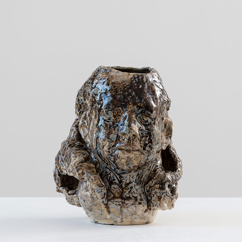 Portrait Vase With Dark Blue Face