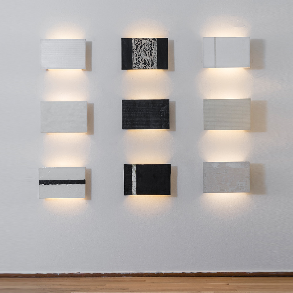 John Wigmore, Wall Sconce SH007: White with Natural Stripe