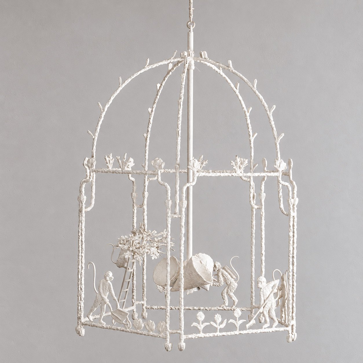 Louis Cane Lantern with Gardening Monkeys