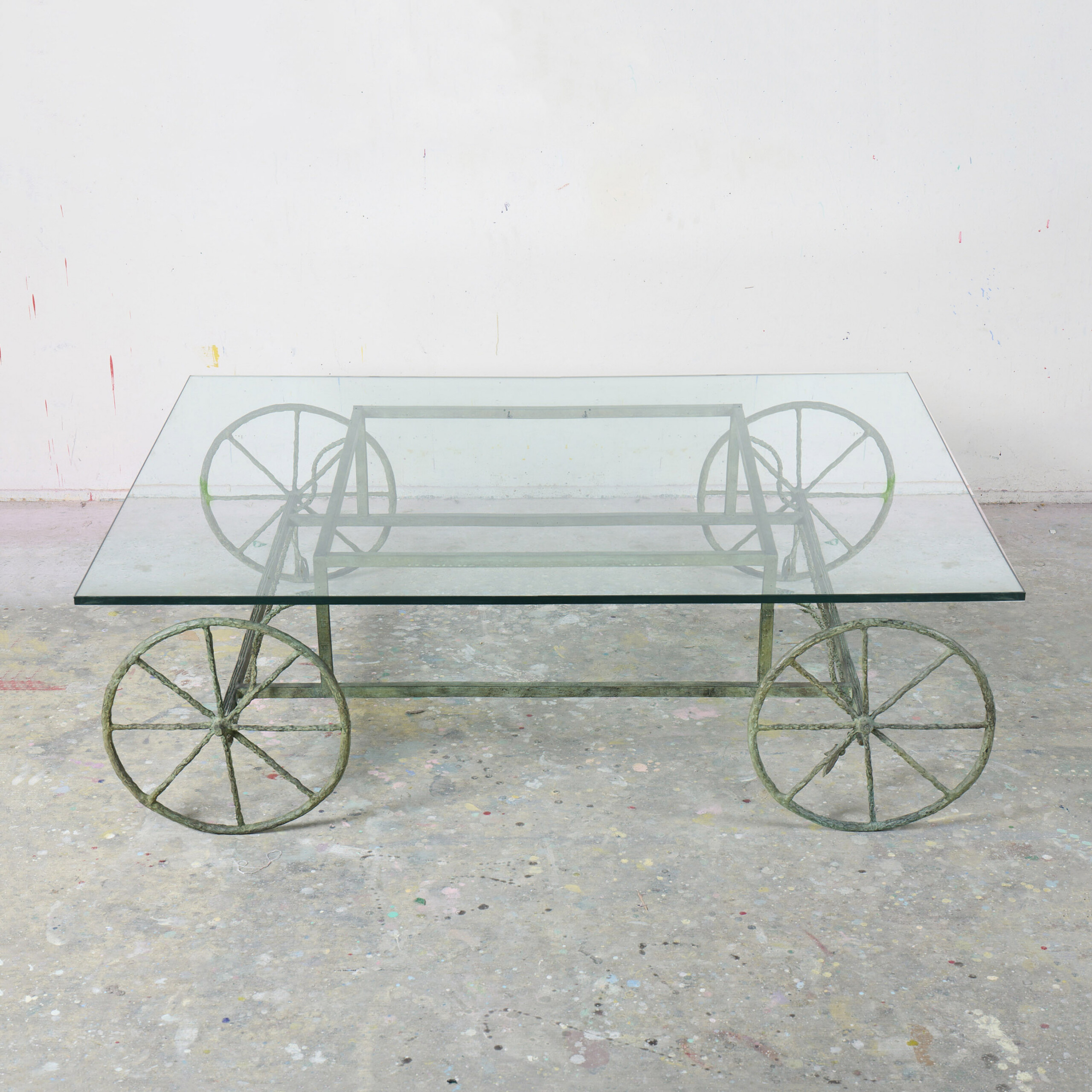 Louis Cane Table With Wheels